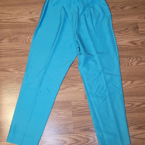 Vintage 100% Silk Turquoise Trousers by Carlisle - Picture 4 of 10